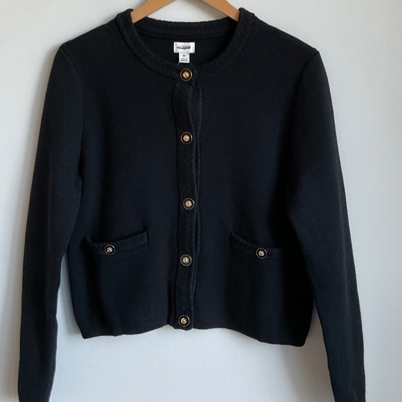 NWT J. Crew Factory Black Cotton lady jacket cardigan sweater SZ M - Picture 3 of 6
